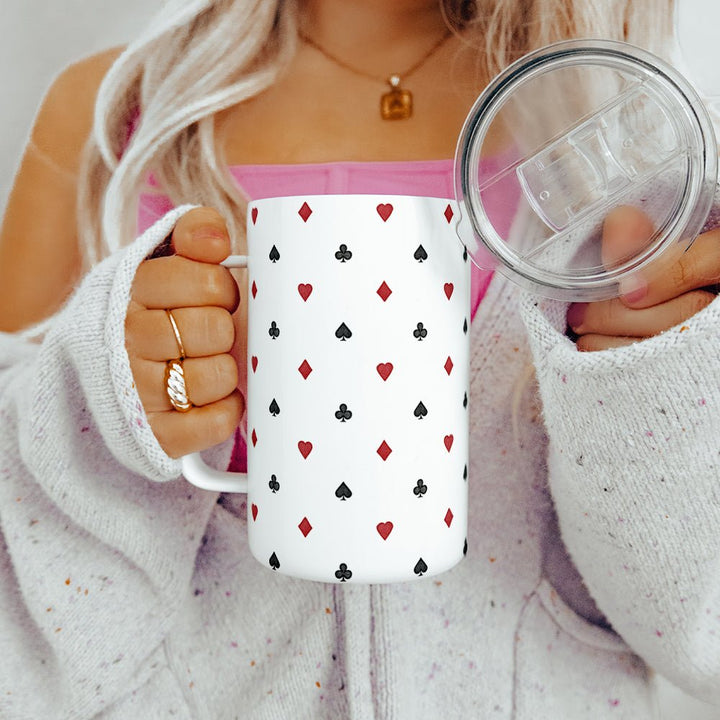 Playing Card Suit Pattern Insulated Travel Mug - Loftipop