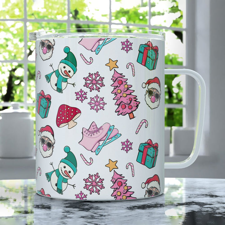 Retro Christmas Pattern Insulated Travel Mug - Loftipop