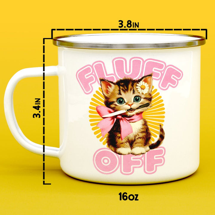 Retro Fluff Off Cat Camp Mug - Loftipop