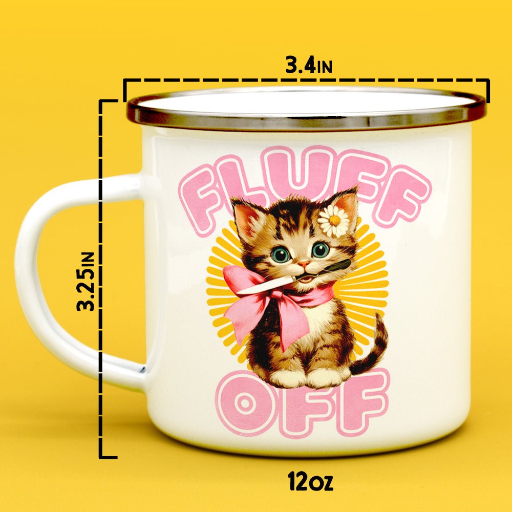 Retro Fluff Off Cat Camp Mug - Loftipop
