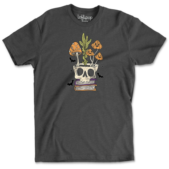 Retro Skull Planter Crewneck T-Shirt - Loftipop