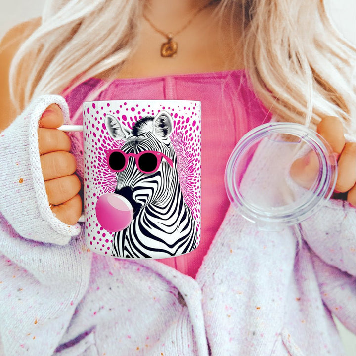 Retro Zebra Insulated Travel Mug - Loftipop