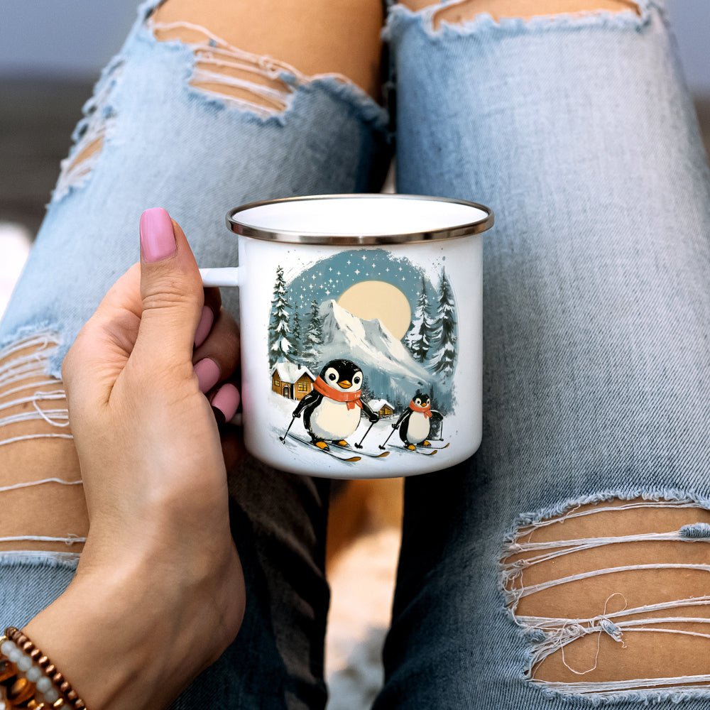 Skiing Penguins Camp Mug - Loftipop