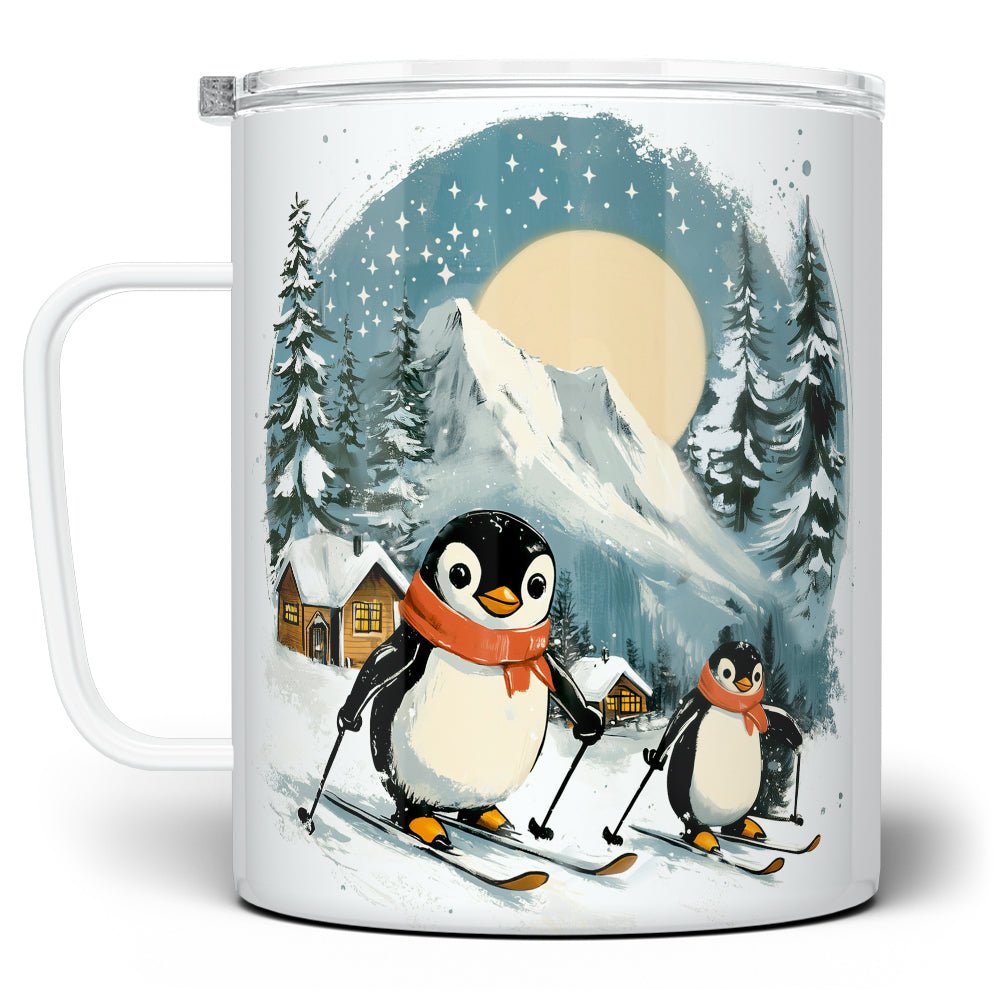 Skiing Penguins Insulated Travel Mug - Loftipop