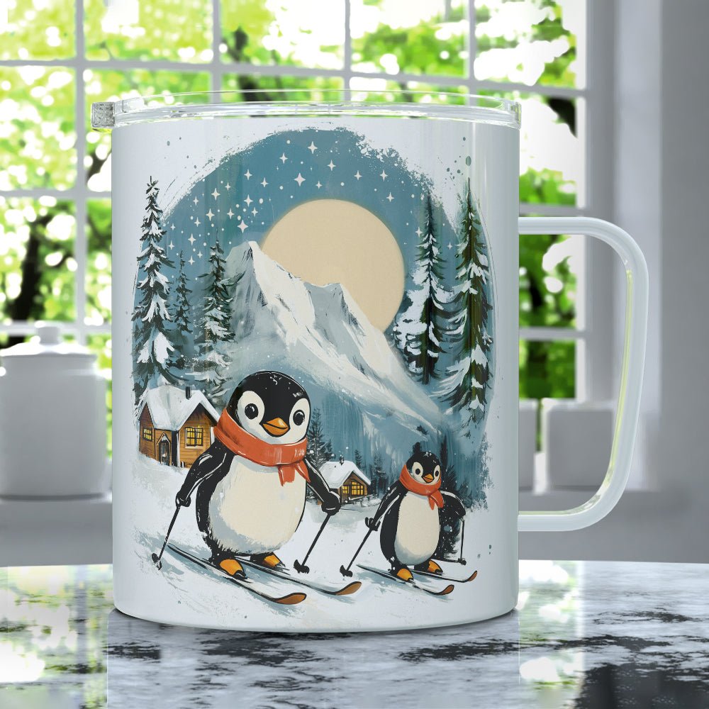 Skiing Penguins Insulated Travel Mug - Loftipop