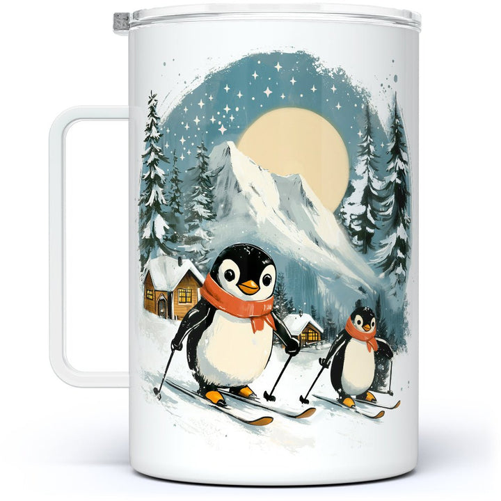 Skiing Penguins Insulated Travel Mug - Loftipop