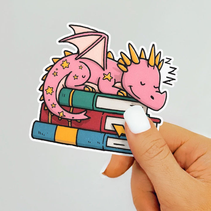 Sleeping Book Dragon Sticker - Loftipop