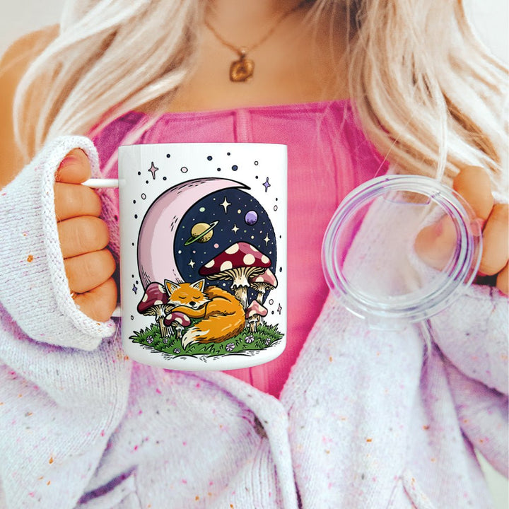 Sleeping Moon Fox Insulated Travel Mug - Loftipop