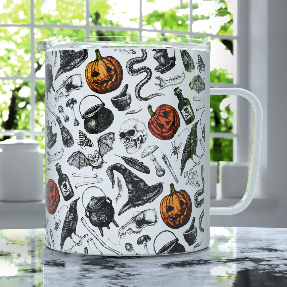 Spooky Halloween Pattern Insulated Travel Mug - Loftipop