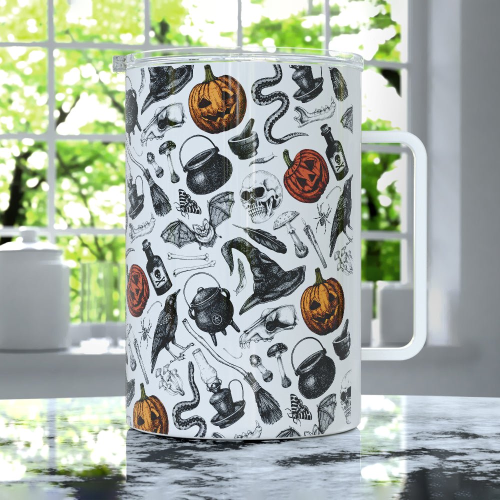 Spooky Halloween Pattern Insulated Travel Mug - Loftipop