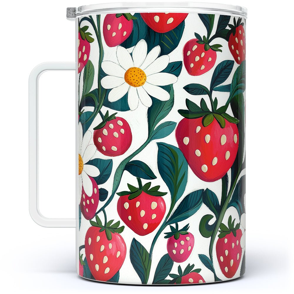 Strawberry Floral Insulated Travel Mug - Loftipop