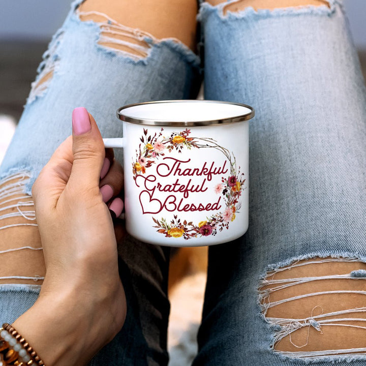 Thankful Grateful Blessed Camp Mug - Loftipop