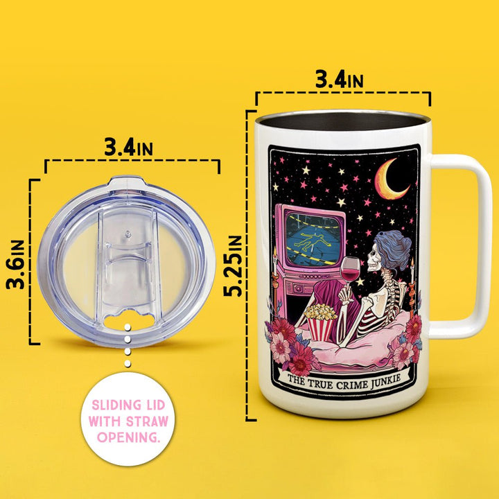 The True Crime Junkie Tarot Card Insulated Travel Mug - Loftipop