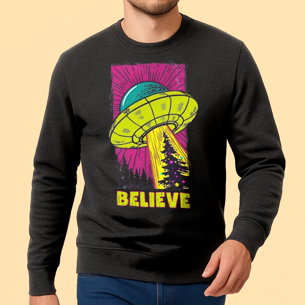UFO Christmas Believe Crewneck Sweatshirt - Loftipop