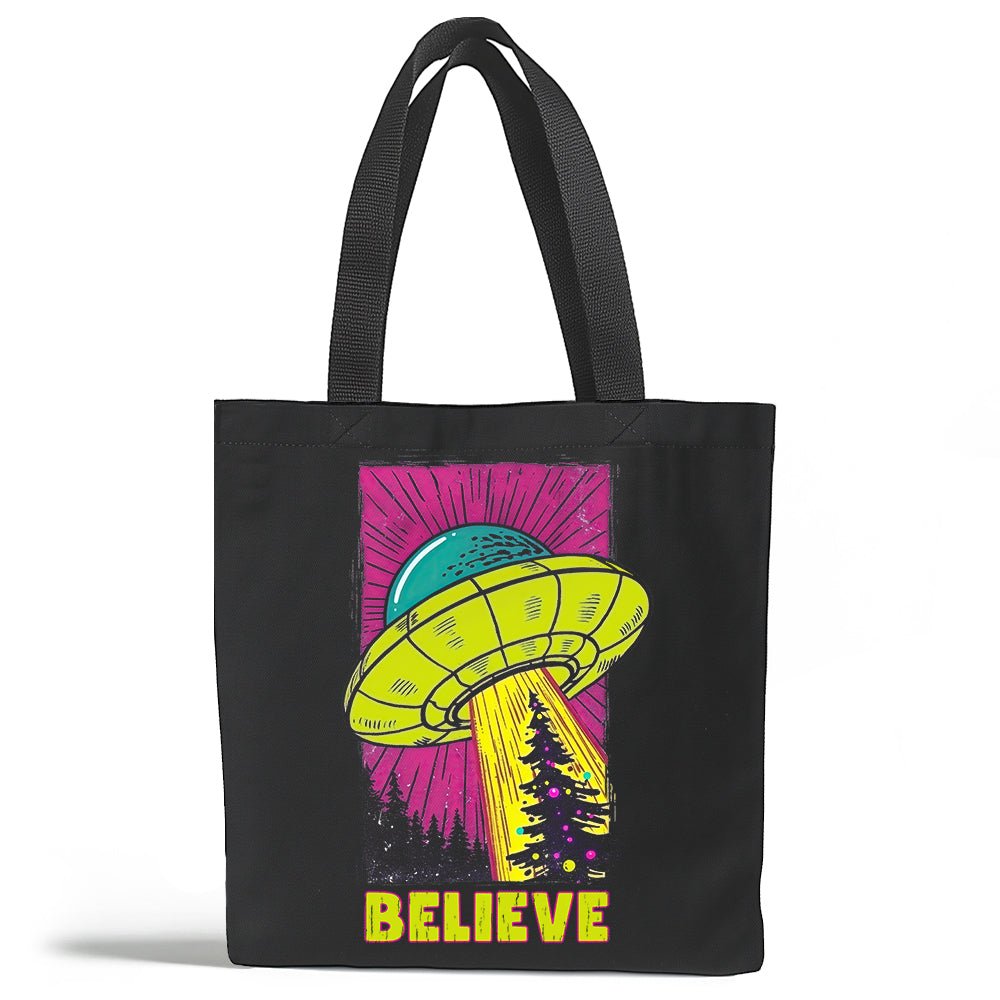 UFO Christmas Believe Tote Bag - Loftipop