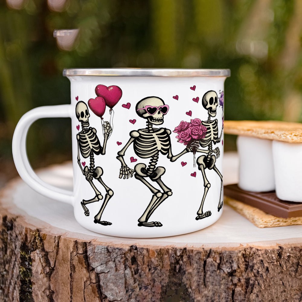 Valentine Dancing Skeletons Camp Mug - Loftipop