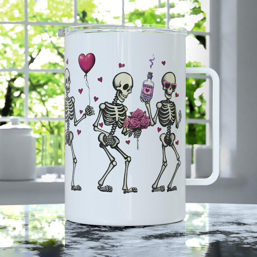 Valentine Dancing Skeletons Insulated Travel Mug - Loftipop