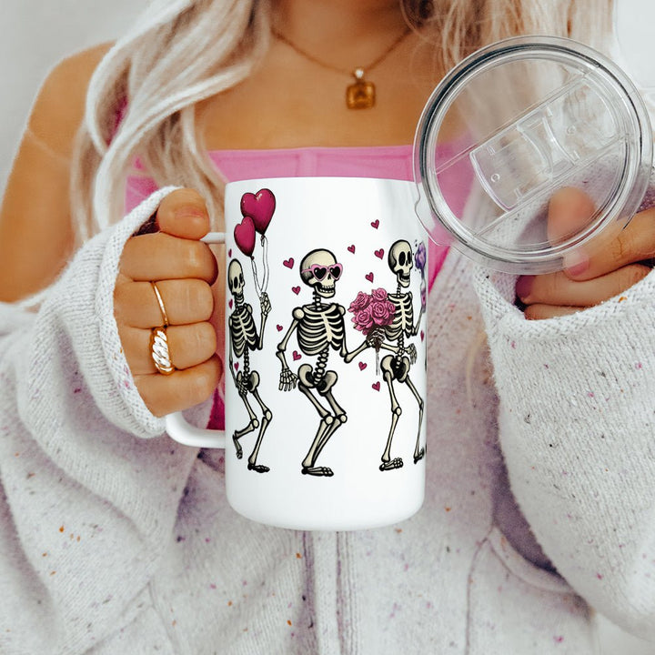 Valentine Dancing Skeletons Insulated Travel Mug - Loftipop