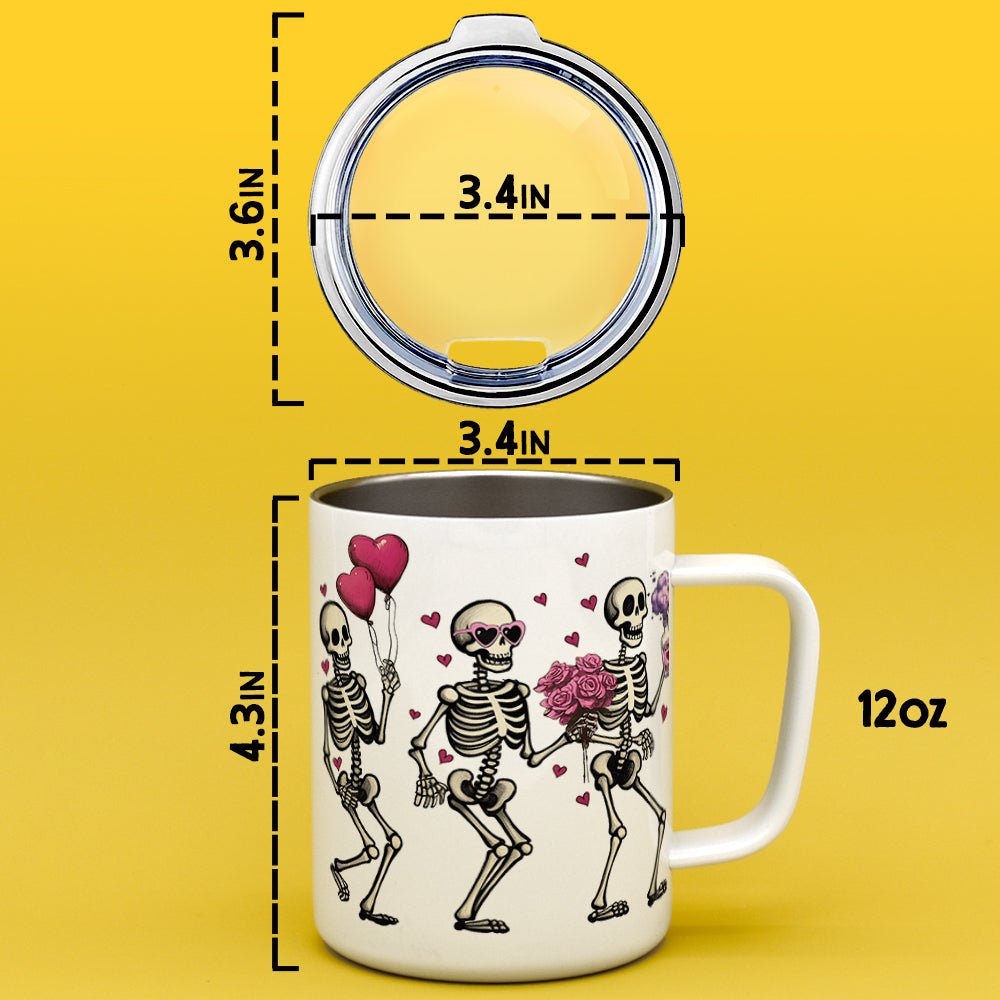 Valentine Dancing Skeletons Insulated Travel Mug - Loftipop
