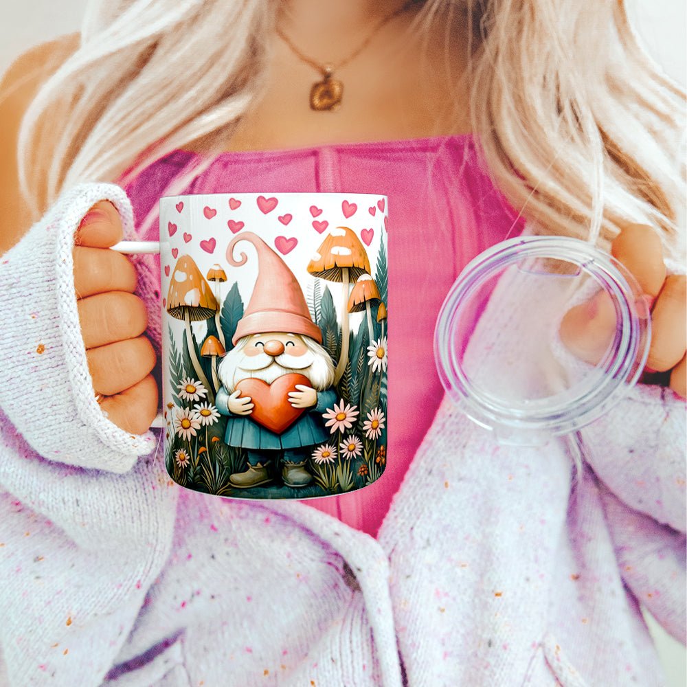 Valentine Garden Gnome Insulated Travel Mug - Loftipop