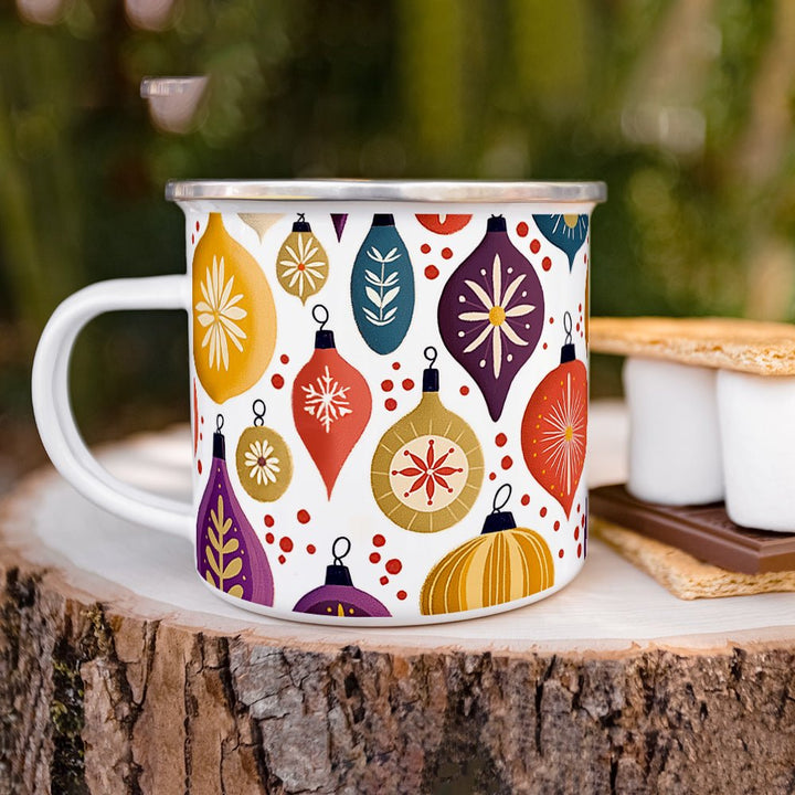 Vintage Christmas Ornaments Camp Mug - Loftipop