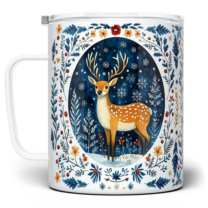 Winter Woodland Deer Insulated Travel Mug - Loftipop