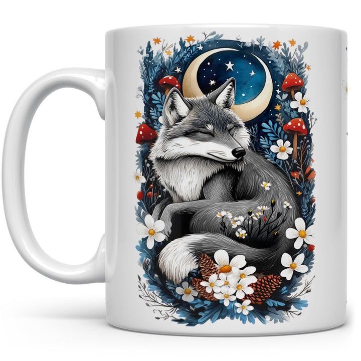 Winter Woodland Sleeping Wolf Mug - Loftipop