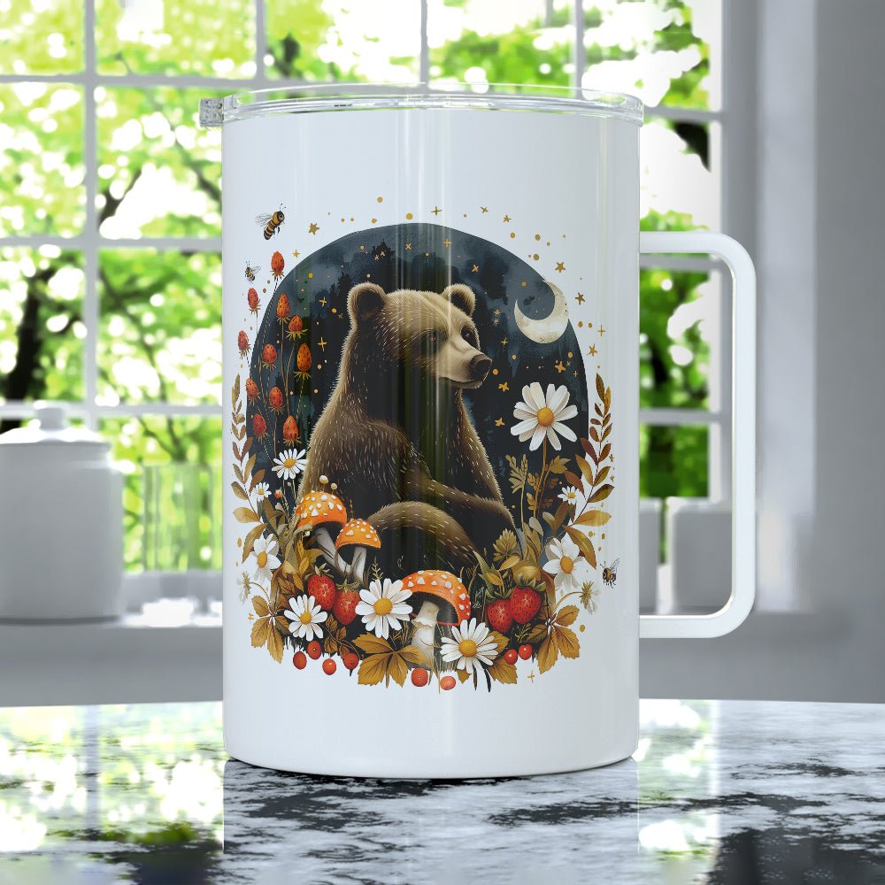 Woodland Autumn Forest Bear Insulated Travel Mug - Loftipop