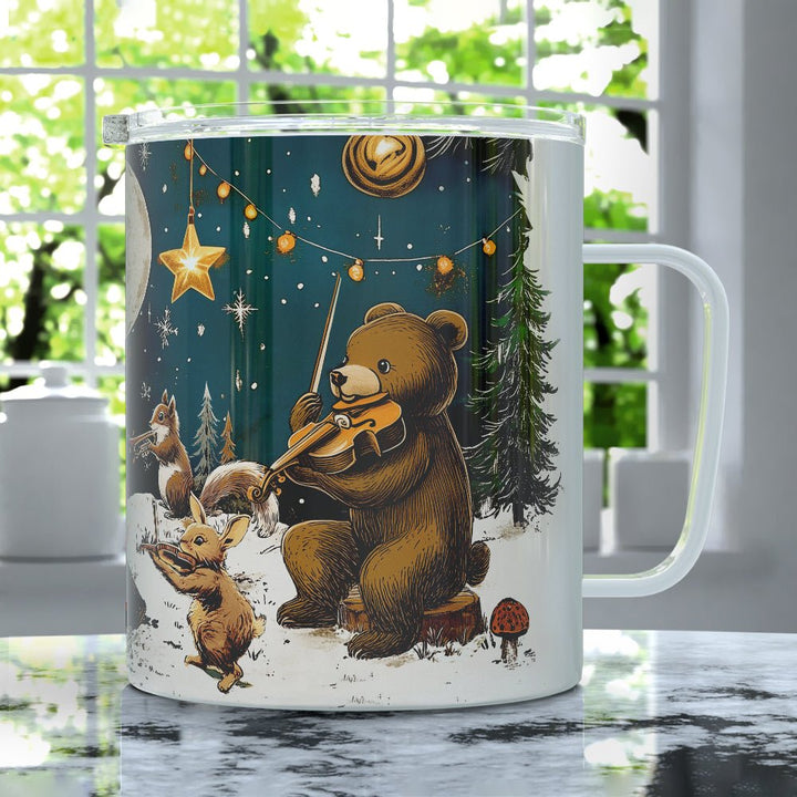 Woodland Christmas Jamboree Insulated Travel Mug - Loftipop