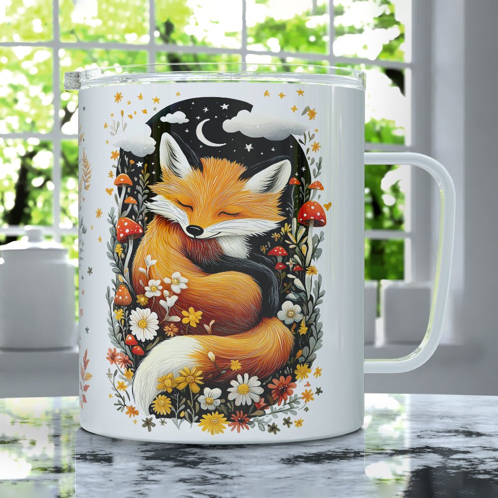 Woodland Sleeping Fox Insulated Travel Mug - Loftipop