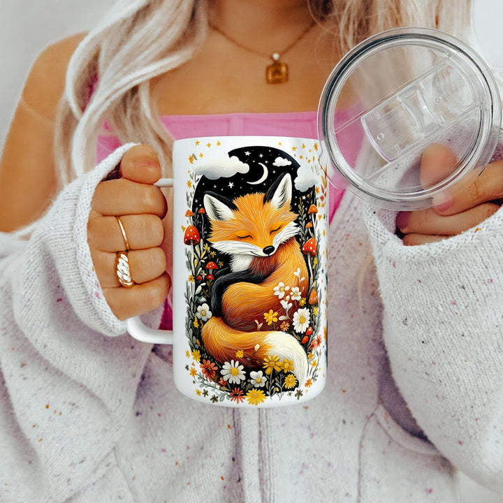 Woodland Sleeping Fox Insulated Travel Mug - Loftipop