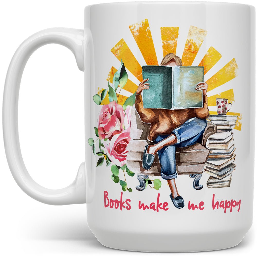 Books Make Me Happy Mug - Loftipop