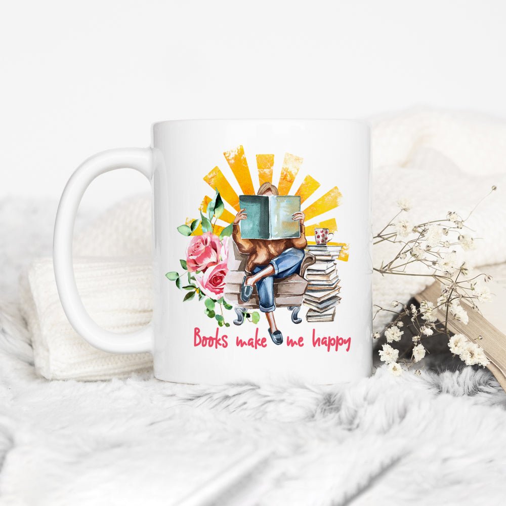 Books Make Me Happy Mug - Loftipop