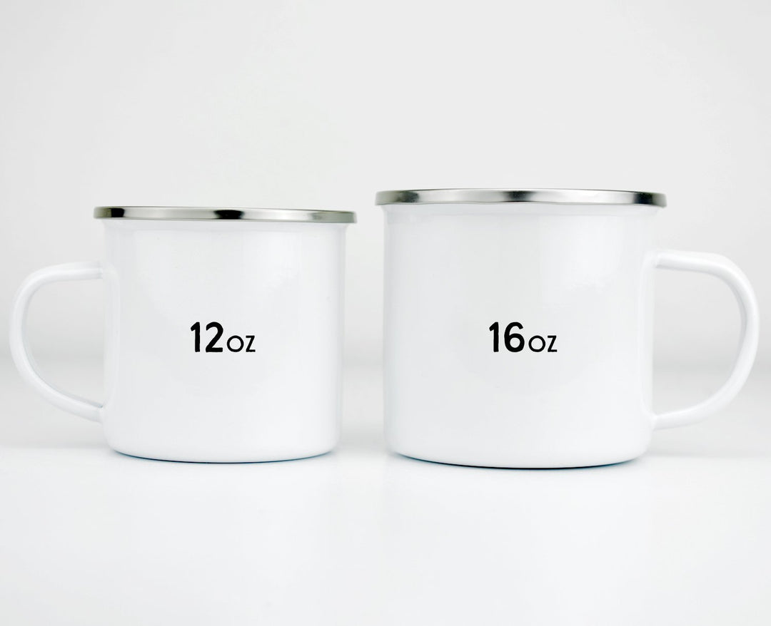 Camp Life Camp Mug showing 12oz and 16oz sizes