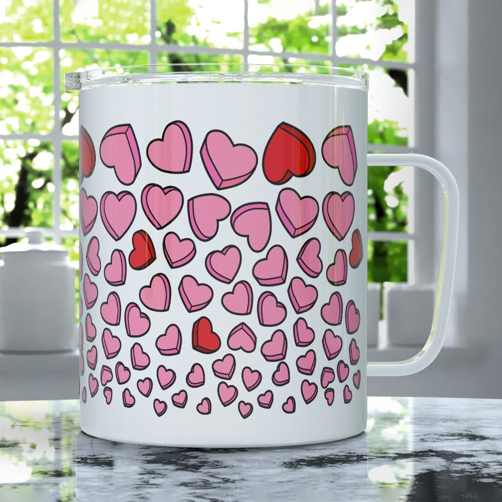 Candy Hearts Insulated Travel Mug - Loftipop