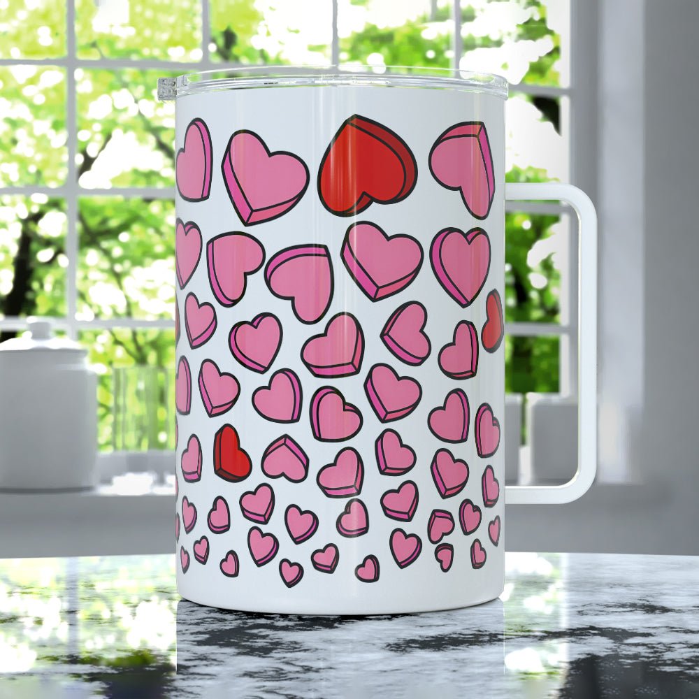 Candy Hearts Insulated Travel Mug - Loftipop