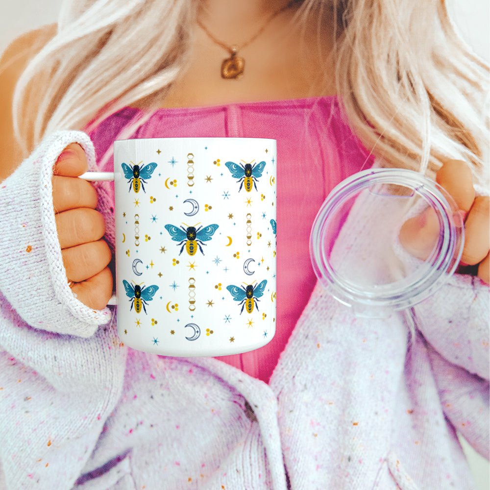 Celestial Bee Pattern Insulated Travel Mug - Loftipop