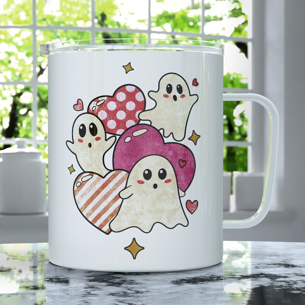 Ghosts and Hearts Insulated Travel Mug - Loftipop