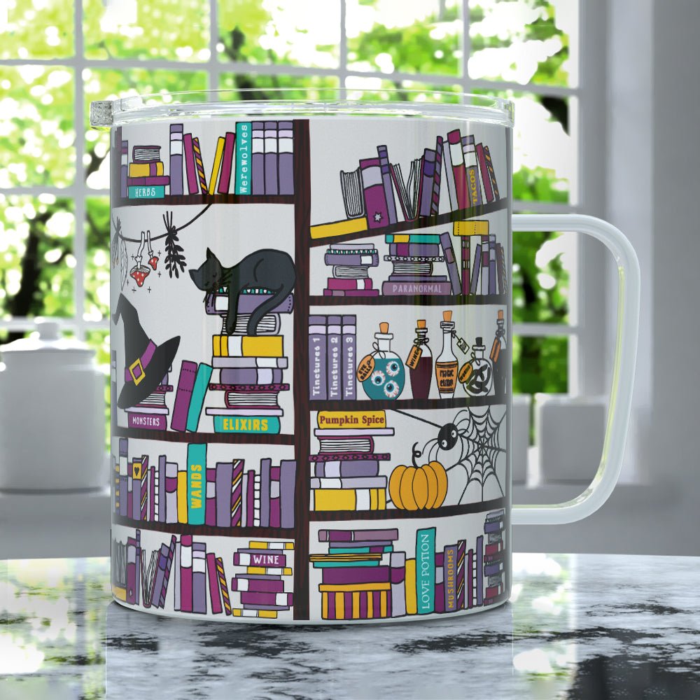 Halloween Library Insulated Travel Mug - Loftipop