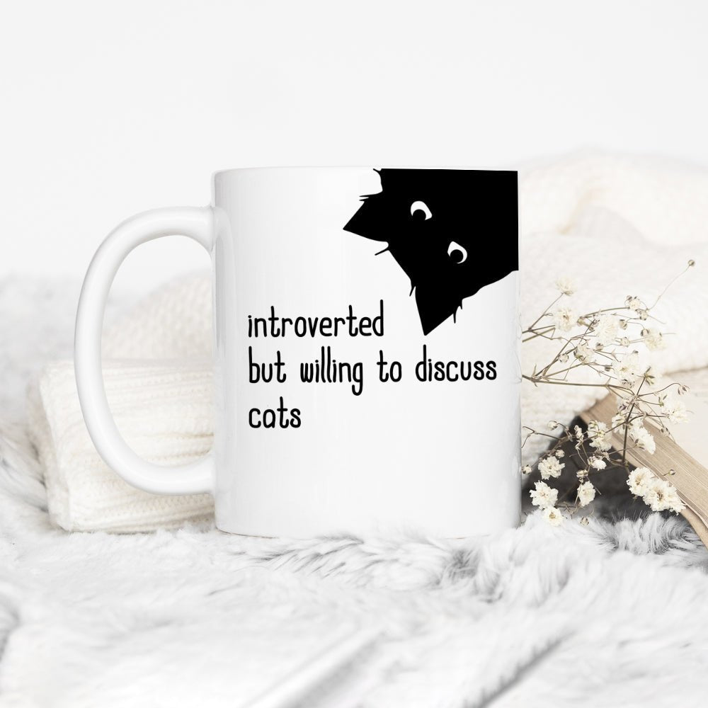 Introverted But Willing To Discuss Cats Mug - Loftipop