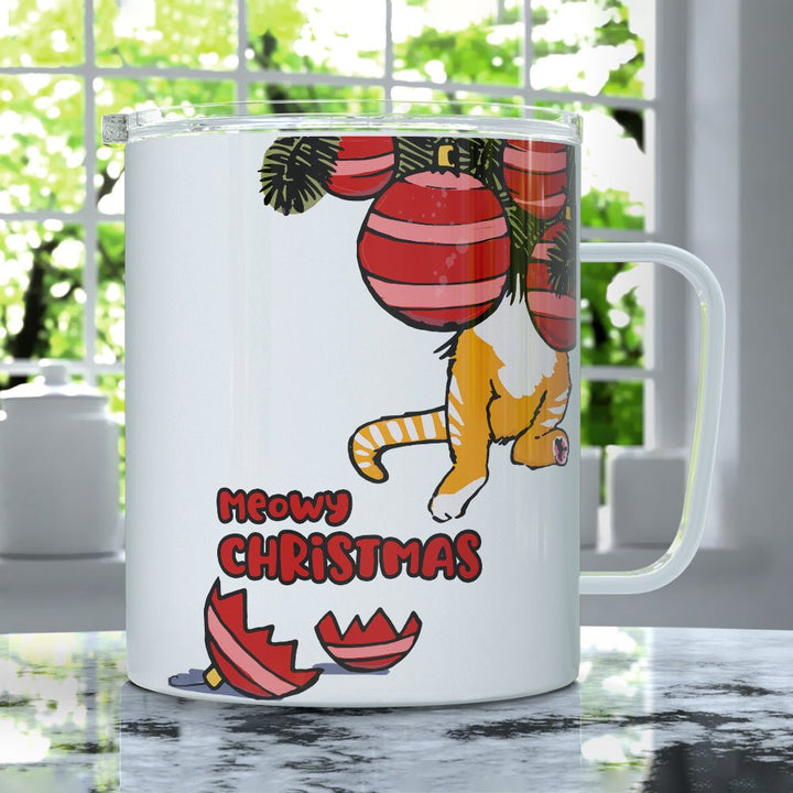 Meowy Christmas Insulated Travel Mug - Loftipop