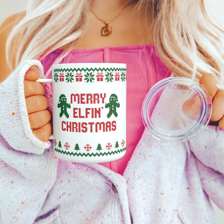 Merry Elfin Christmas Insulated Travel Mug - Loftipop