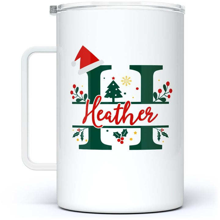 Personalized Christmas Name and Initial Insulated Travel Mug - Loftipop