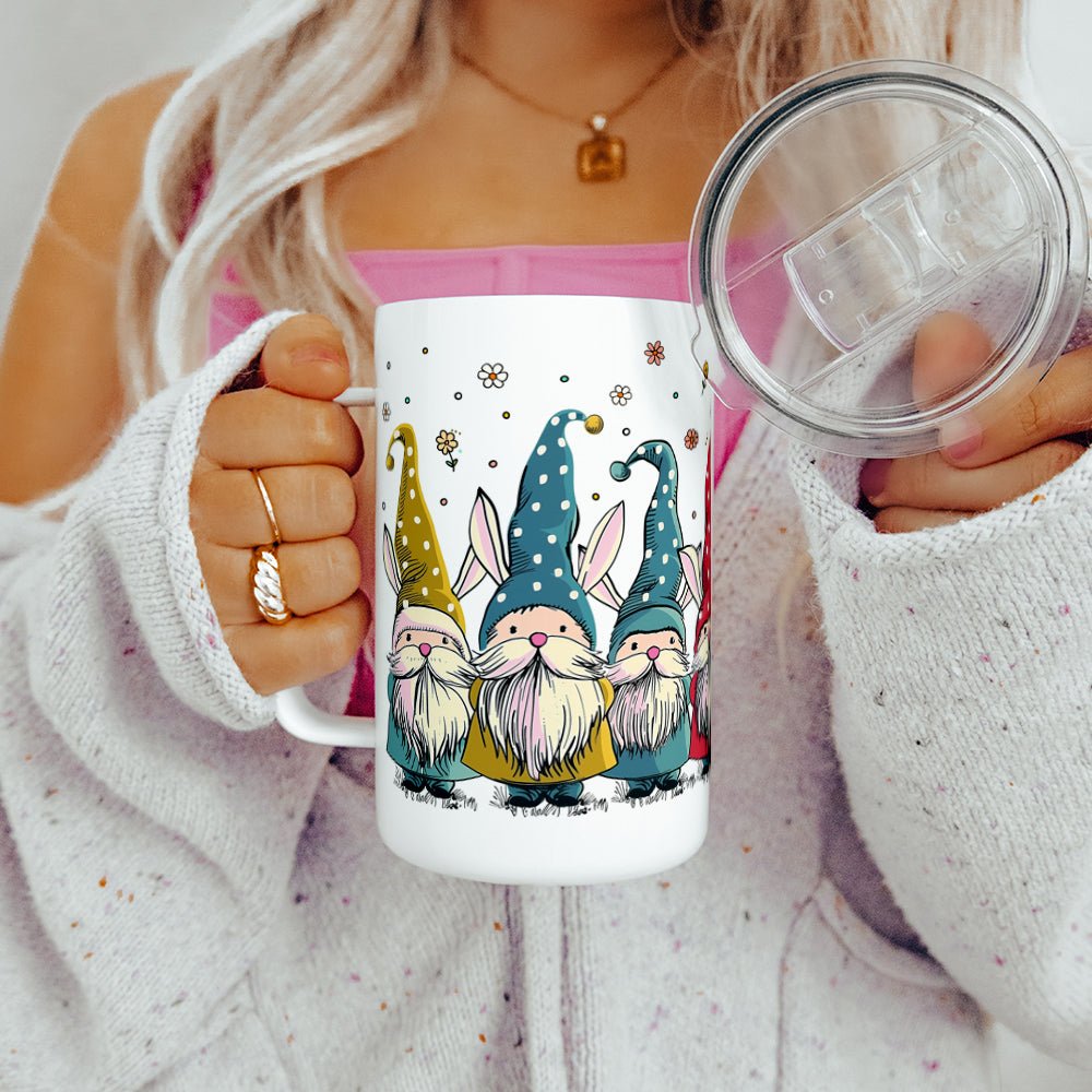 Spring Gnome Bunnies Insulated Travel Mug - Loftipop