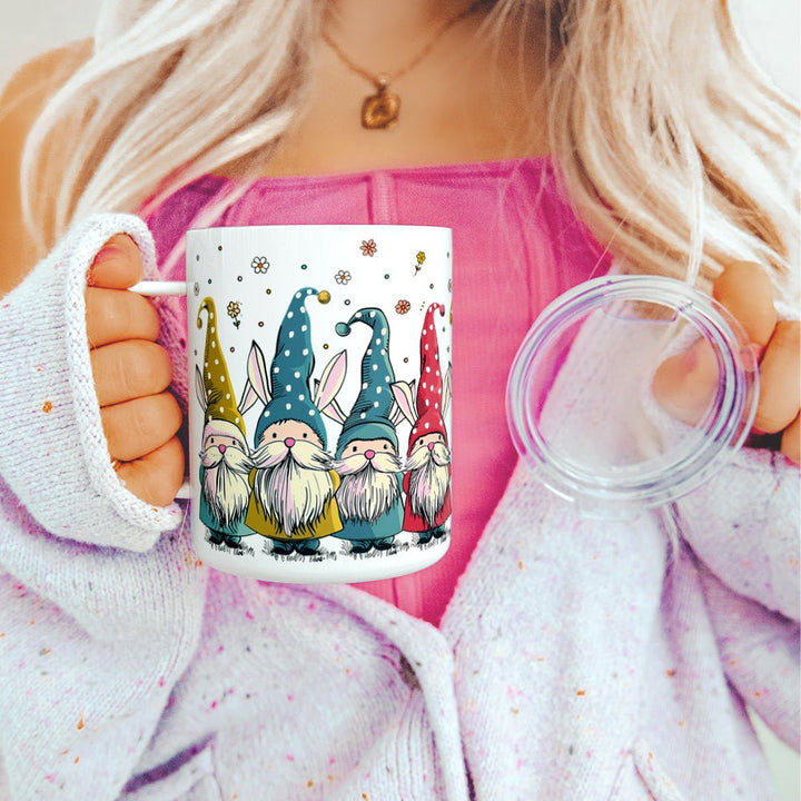 Spring Gnome Bunnies Insulated Travel Mug - Loftipop