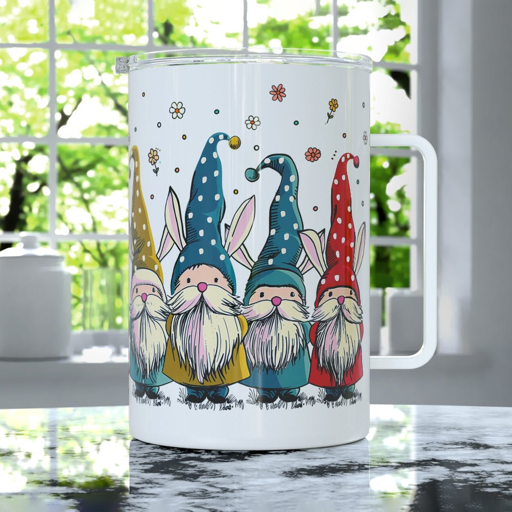 Spring Gnome Bunnies Insulated Travel Mug - Loftipop