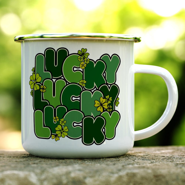 St Patricks Day Retro Lucky Camp Mug - Loftipop