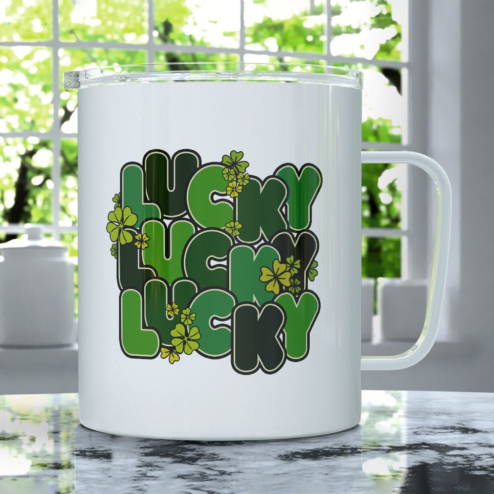 St Patricks Day Retro Lucky Insulated Travel Mug - Loftipop