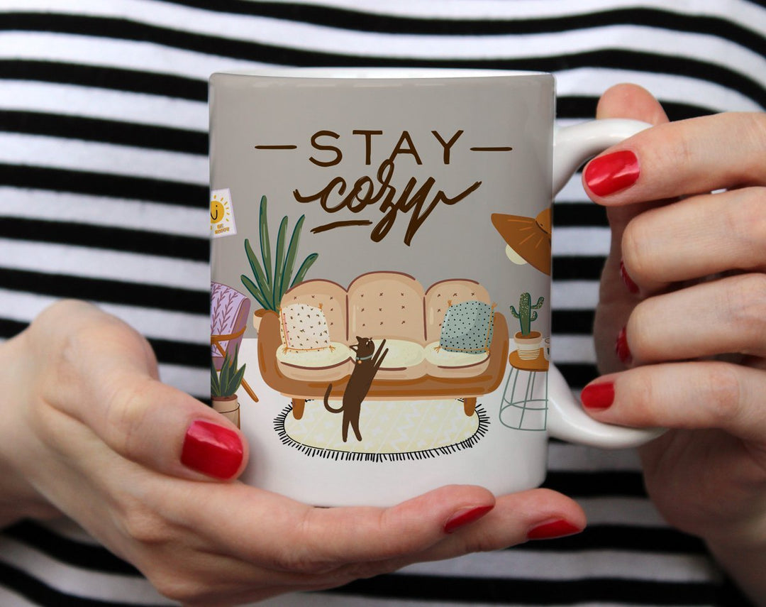 Stay Cozy Mug held by hands - Loftipop