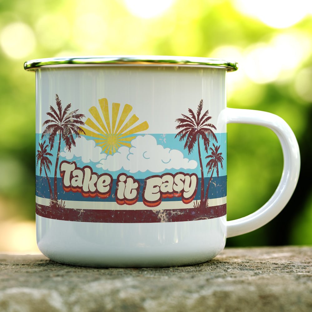 Take it Easy Retro Enamel Camp Mug - Loftipop